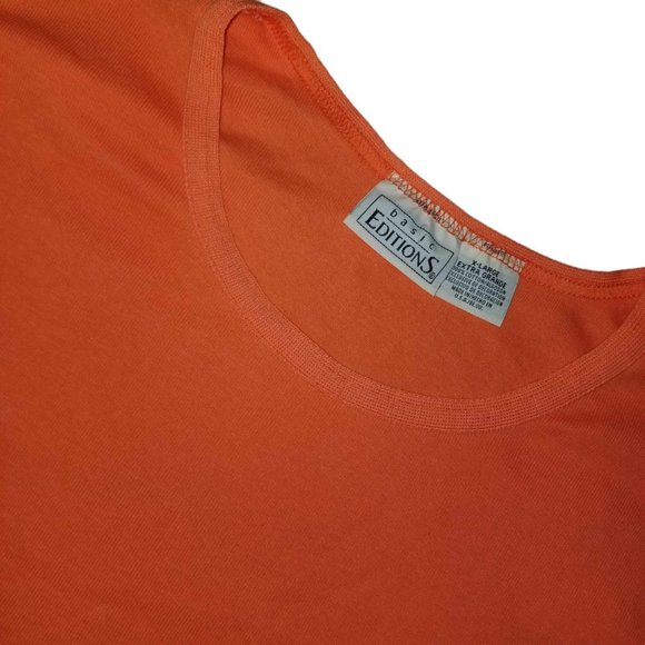 NWOT Basic Editions Women's Orange Round Neck Pullover Top Shirt Size XL - Picture 2 of 6